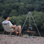 Detachable Triangle Hanging Grill, Portable Aluminum Alloy Campfire Tripod for Cooking