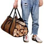 Firewood Storage Bag, Large Capacity Portable Oxford Canvas Carry Bag for Camping - Image 2