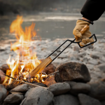 Multi-functional Long Fire Tongs, for Charcoal/Wood, Thick Duckbill Head with Wood Handle - Image 3