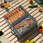 Outdoor BBQ Grill, Chimney Foldable Portable Charcoal Grill for Home & Camping, Double Sided - Image 2