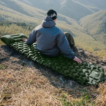 Self-Inflating Air Mattress for Camping, Portable, Moisture-Proof, Lightweight, Foot Pump